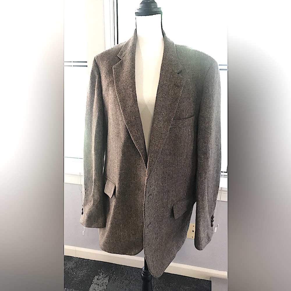 Vintage Harris Tweed Scottish Wool Jacket Classic Mens Coat Flawed